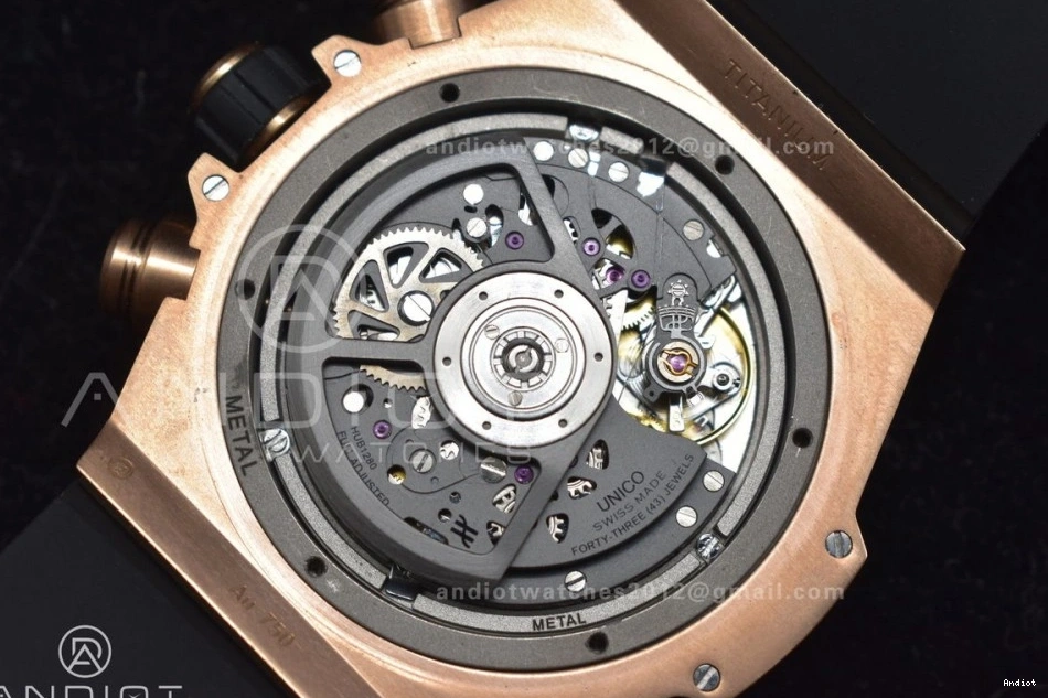 Black RG Edition ZF Big Unico Rubber 1:1 Strap on Hublot Skeleton A1280 Best Dial Bang 0801